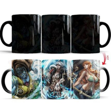 One Piece Mug Featuring Jinbe, Law, And Nami.