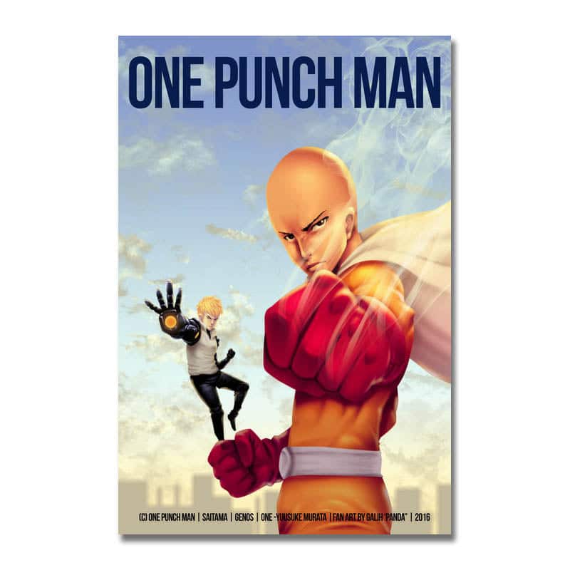 One Punch Man Saitama Genos Fan Art Canvas Poster
