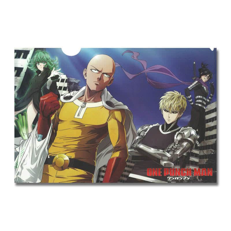 One Punch Man Canvas Poster Featuring Saitama, Tatsumaki, Genos, And Sonic.