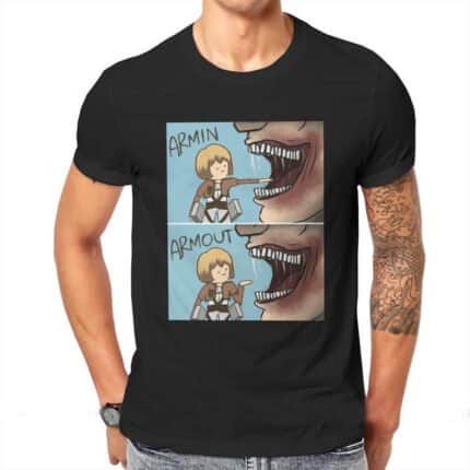 Armin Armout Attack On Titan Flocked Adult Men's Women's Manga Short Sleeve T-shirt