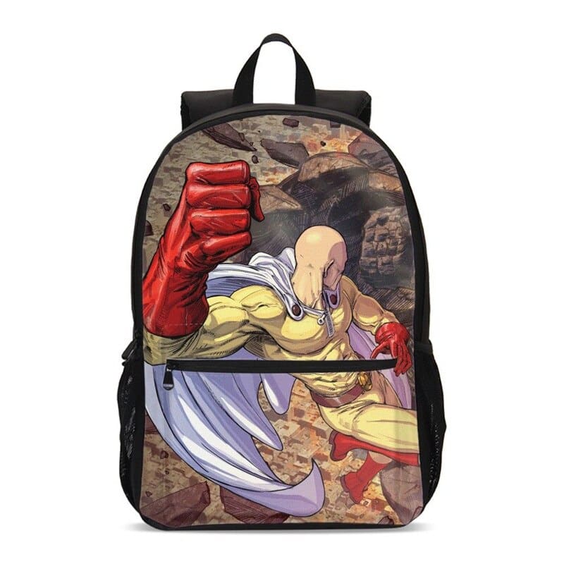 One Punch Man Backpack With Earth Monster, Plague, And Demon Design.