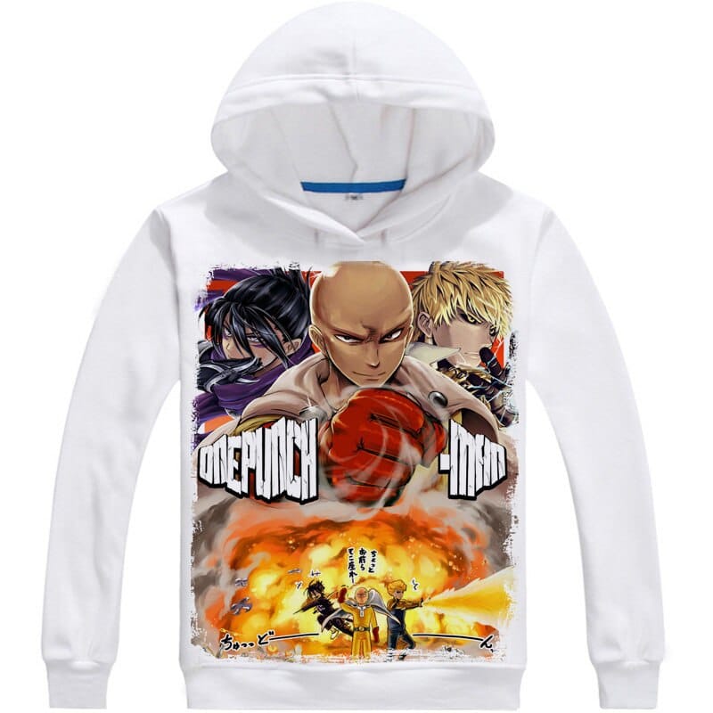 One Punch Man Sweatshirt Featuring Sonic, Saitama, And Genos.