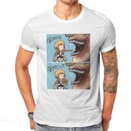 Armin Armout Attack On Titan Flocked Adult Men's Women's Manga Short Sleeve T-shirt