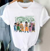 Dragon Ball Z Characters Flocked Adult Men Women Short Sleeve T-shirt