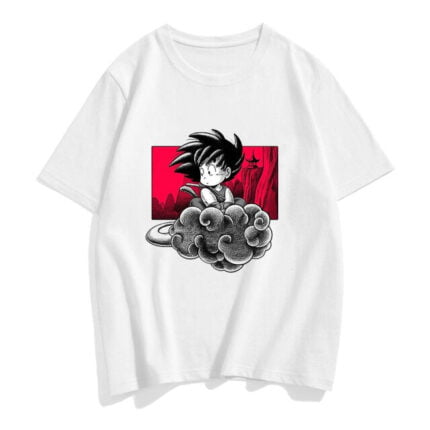 Goku Magic Cloud Dragon Ball Flocked Adult Men's Women's Short Sleeve T-shirt