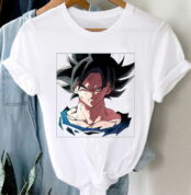 Goku Ultra Instinct Dragon Ball Flocked Adult Men Women Short Sleeve T-shirt