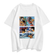 Goku Vs Vegeta Dragon Ball Flocked Adult Men Women Short Sleeve T-shirt