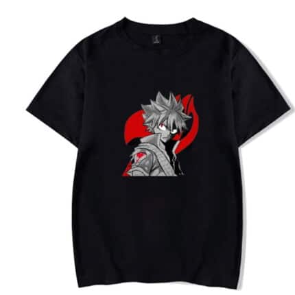 Fairy Tail Natsu Dragnir Flocked Adult Men Women Short Sleeve T-shirt