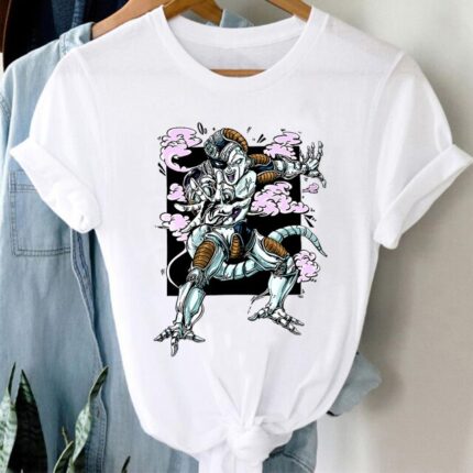 Men's And Women's Short Sleeved Mech Freezer Dragon Ball Flocked T-shirt
