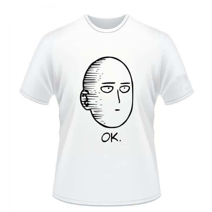 One Punch Man Saitama Ok Black & White T-shirt